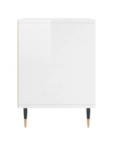 Comodino Bianco Lucido 40x35x50 cm in Legno Multistrato