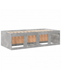 Divano Letto con Cassetti Grigio Cemento 100x200 cm Multistrato