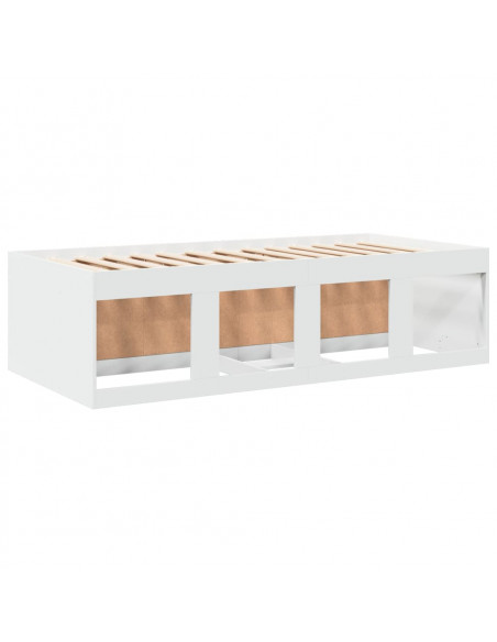 Divano Letto con Cassetti Bianco 100x200cm in Legno Multistrato
