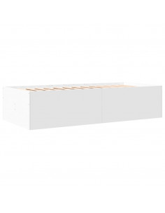 Divano Letto con Cassetti Bianco 75x190 cm in Legno Multistrato