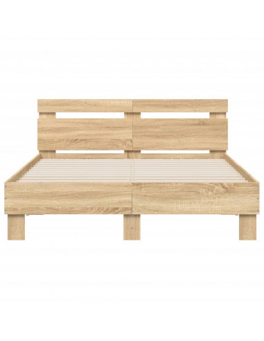 Giroletto con Testiera e LED Rovere Sonoma 135x190 cm