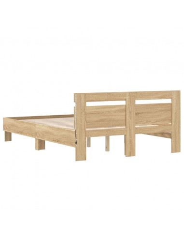 Giroletto con Testiera e LED Rovere Sonoma 135x190 cm