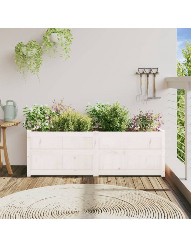 Fioriera da Giardino Bianca 150x50x50 cm Legno Massello di Pino