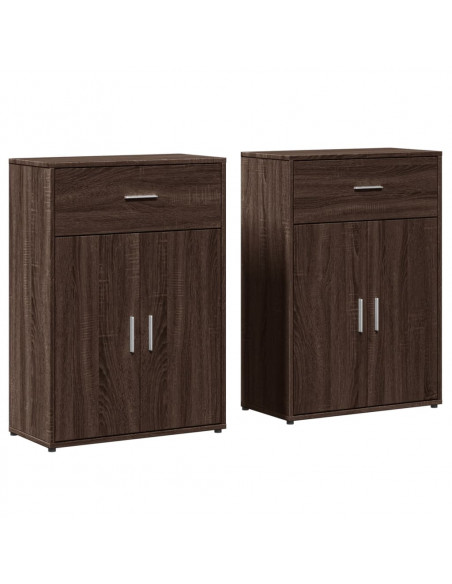 Credenze 2 pz Rovere Marrone 60x30x84 cm in Legno Multistrato