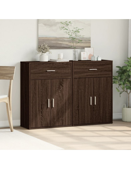 Credenze 2 pz Rovere Marrone 60x30x84 cm in Legno Multistrato