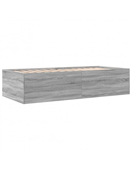Divano Letto con Cassetti Grigio Sonoma 90x190 cm Multistrato