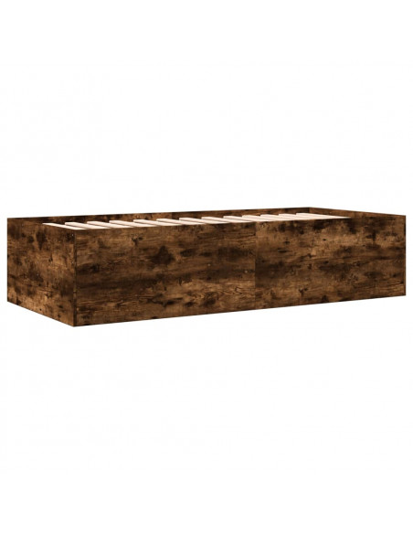 Divano Letto con Cassetti Rovere Fumo 90x190 cm Multistrato