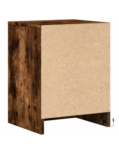 Comodino con Luci LED Rovere Fumo in Legno Multistrato