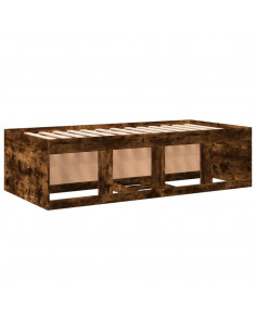 Divano Letto con Cassetti senza Materasso Rovere Fumo 90x190 cm