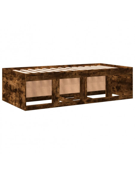 Divano Letto con Cassetti senza Materasso Rovere Fumo 90x190 cm