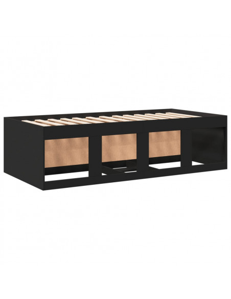 Divano Letto con Cassetti Nero 90x190 cm in Legno Multistrato