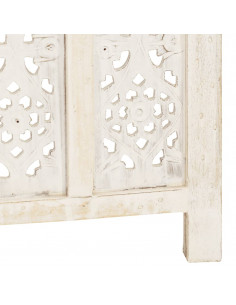 Divisorio 5 Pannelli Intagliato Bianco 200x165cm Mango Massello