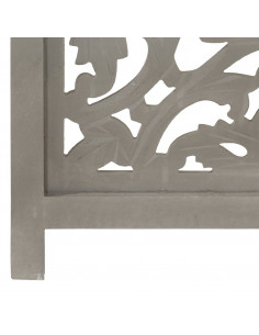 Divisorio 3 Pannelli Intagliato Grigio 120x165cm Mango Massello