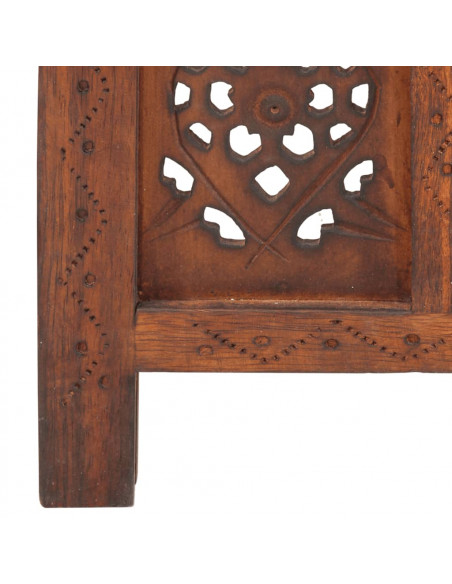 Divisorio 3 Pannelli Intaglio Marrone 120x165 cm Mango Massello