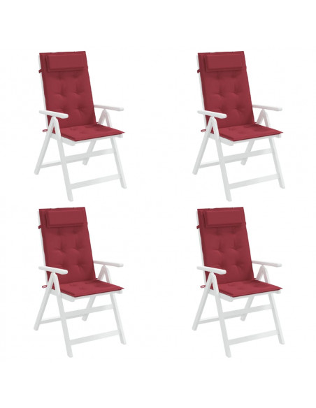Cuscini Sedia con Schienale Alto 4 pz Rosso Vino Tessuto Oxford