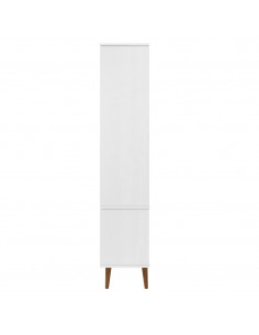 Vetrina MOLDE Bianca 90x35x175 cm in Legno Massello di Pino