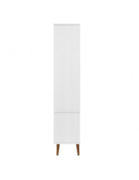 Vetrina MOLDE Bianca 90x35x175 cm in Legno Massello di Pino