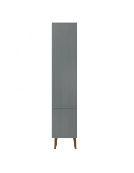 Vetrina MOLDE Grigia 90x35x175 cm in Legno Massello di Pino