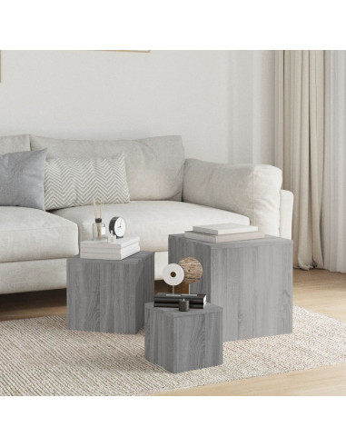 Credenze 3 pz Grigio Sonoma in Legno Multistrato