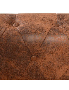 Divano Chersterfield 6 posti Pelle Artificiale Marrone