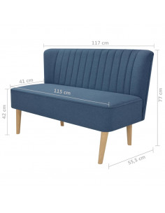 Divano in Stoffa 117x55,5x77 cm Blu