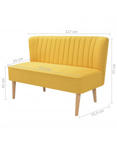 Divano in Stoffa 117x55,5x77 cm Giallo