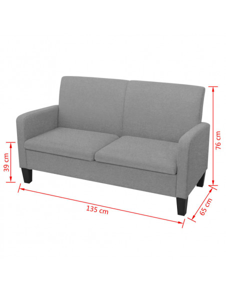 Divano a 2 Posti 135x65x76 cm Grigio Chiaro