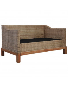 Divano a 2 Posti con Cuscini in Rattan Naturale