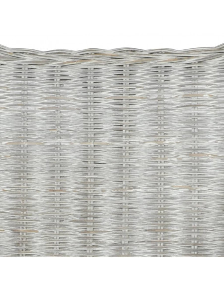Divano a 2 Posti Grigio in Rattan Naturale e Lino