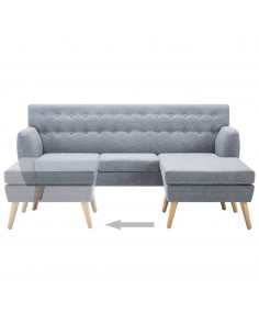 Divano a L Rivestito in Tessuto 171,5x138x81,5 cm Grigio Chiaro