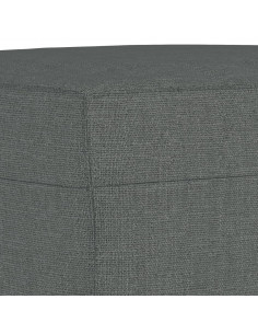 Divano a 3 Posti con Poggiapiedi Grigio Scuro 180cm in Tessuto