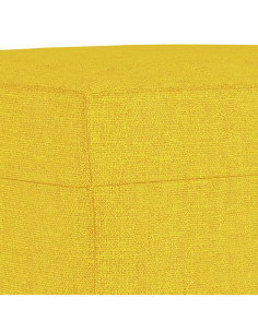 Divano a 3 Posti con Poggiapiedi Giallo Chiaro 180cm in Tessuto