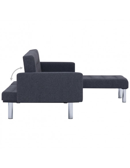 Divano Letto a Forma di L Grigio Scuro in Poliestere
