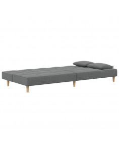 Divano Letto a 2 Posti con 2 Cuscini Grigio Scuro in Tessuto