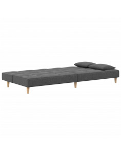 Divano Letto a 2 Posti con 2 Cuscini Grigio Chiaro in Tessuto