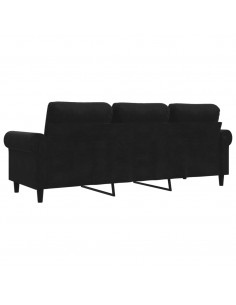 Divano a 3 Posti Nero 180 cm in Velluto