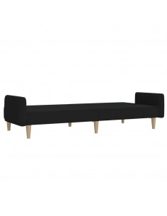 Divano Letto a 2 Posti Nero in Tessuto