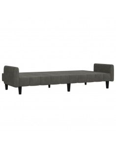 Divano Letto a 2 Posti Grigio Scuro in Velluto