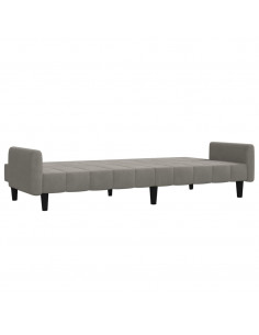 Divano Letto a 2 Posti Grigio Chiaro in Velluto