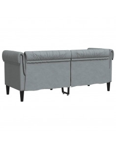 Divano Chesterfield a 2 Posti Grigio Chiaro in Tessuto