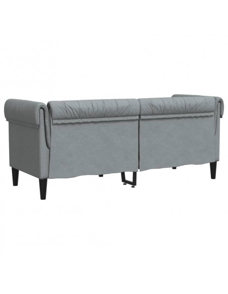 Divano Chesterfield a 2 Posti Grigio Chiaro in Tessuto