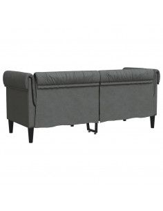 Divano Chesterfield a 2 Posti Grigio Scuro in Tessuto