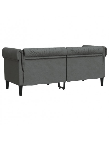 Divano Chesterfield a 2 Posti Grigio Scuro in Tessuto