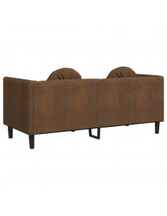 Divano a 2 Posti con Cuscini Marrone in Velluto