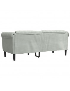 Divano a 2 Posti Grigio Chiaro in Velluto