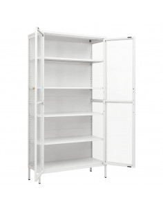 Vetrina Bianca 90x40x180 cm in Acciaio e Vetro Temperato