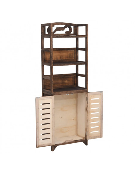 Vetrina Marrone Scuro 46x24x140 cm Legno Massello di Paulonia