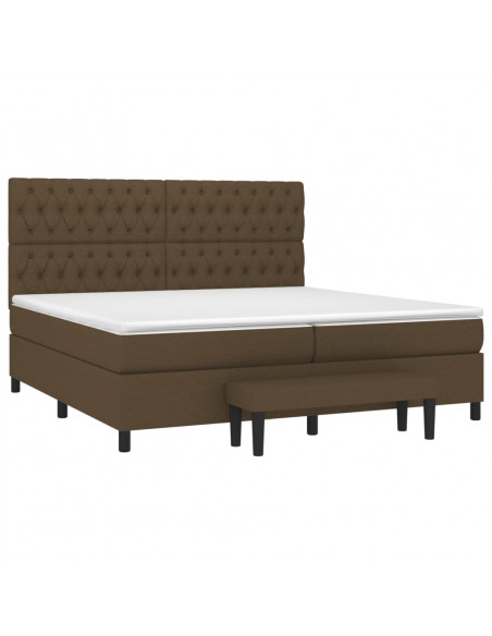 Giroletto a Molle con Materasso Marrone Scuro 200x200cm Tessuto