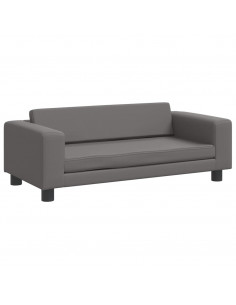 Divano Bambini con Poggiapiedi Grigio 100x50x30 cm Similpelle
