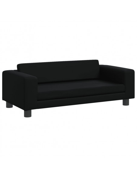 Divano per Bambini con Poggiapiedi Nero 100x50x30 cm Similpelle